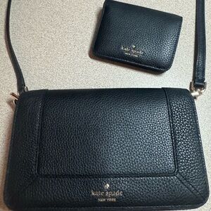Kate Spade Black Pebbled Crossbody Bag and Wallet